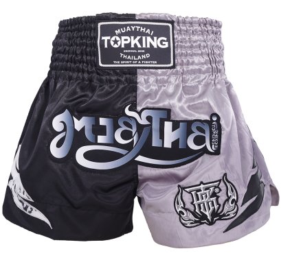 TOPKING THAI BOXING SHORTS BLACK SILVER 250