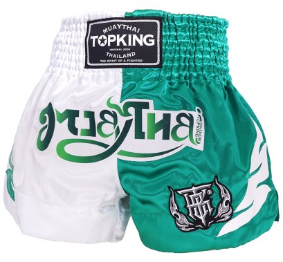 TOPKING THAI BOXING SHORTS WHITE GREEN 250