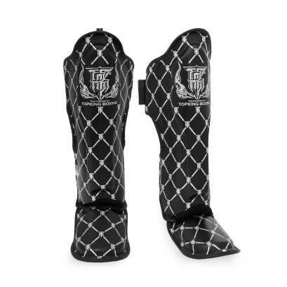 TOPKING SHIN GUARDS BLACK SILVER CHAIN