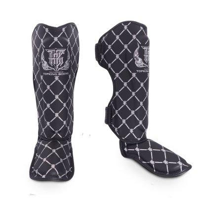 TOPKING SHIN GUARDS BLACK SILVER CHAIN