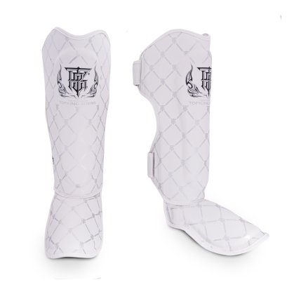 TOPKING SHIN GUARDS WHITE SILVER CHAIN