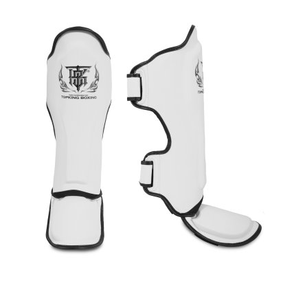 TOPKING SHIN GUARDS WHITE BLACK "PRO" SEMI LEATHER