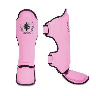 TOPKING SHIN GUARD PINK BLACK “ PRO ” GENUINE LEATHER