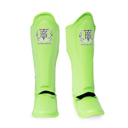 TOPKING SHIN GUARD GREEN “ PRO ” GENUINE LEATHER