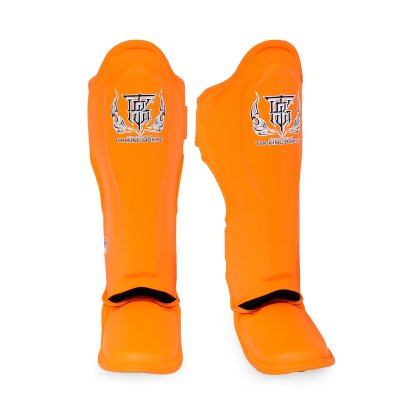 TOPKING SHIN GUARD ORANGE “ PRO ” GENUINE LEATHER
