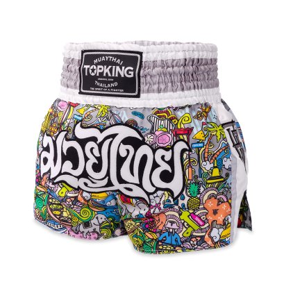 TOPKING THAI BOXING SHORTS WHITE 263