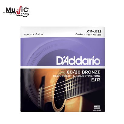 D&#039;Addario EJ13 80/20 Bronze Acoustic Guitar Strings, Custom Light, 11-52
