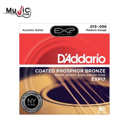 สายกีตาร์โปร่ง D’Addario EXP17 Coated Phosphor Bronze Medium 013-056
