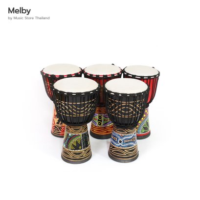 Melby กลองจัมเบ้ (Djembe) หนังแกะ 8 นิ้ว คละลาย (Djembe 8 inch)