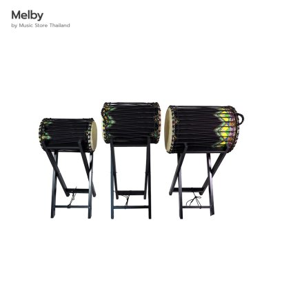 Melby กลองดุนดุน (Dun Dun) ชุด 3 ใบ พร้อมขาตั้ง (Dun Dun Drum Set 3 pcs)