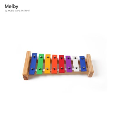 Melby เมทัลโลโฟน 8 คีย์สี ฐานไม้ พร้อมไม้ตี 2 อัน (Color Metallophone 8 Bars)