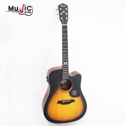 กีต้าร์โปร่งไฟฟ้า Mantic GT10DCE ( Solid Top ) Sunburst