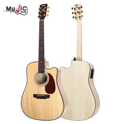 SAGA DM100CE Acoustic Electric Guitar ( Solid Top )