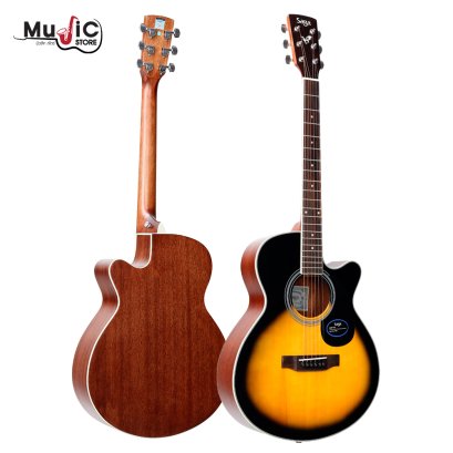 SAGA SA700C Sunburst Acoustic Guitar ( Solid Top )