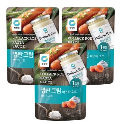 Chung Jung pollackroe &amp; fresh cream Pollack Roe Pasta Sauce, 150g × 3 Packs