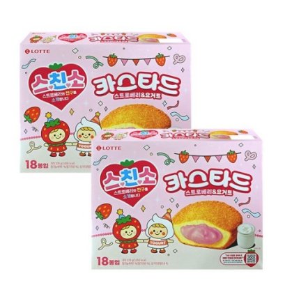 Lotte Custard Star Friends Strawberry & Yogurt, 2 packs, 378g