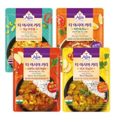 T Asia Pu Phat Phong 170g+Murgh Makhani 170g+ Spicy Beef Masala 170g+Beef Masala 170g set 680g, 3set