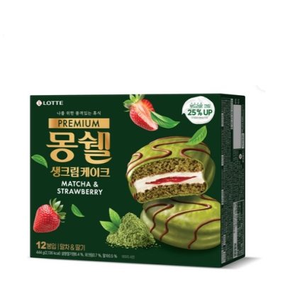LOTTE Mon Cher Premium Fresh Cream Cake Matcha Strawberry 12p, 444g
