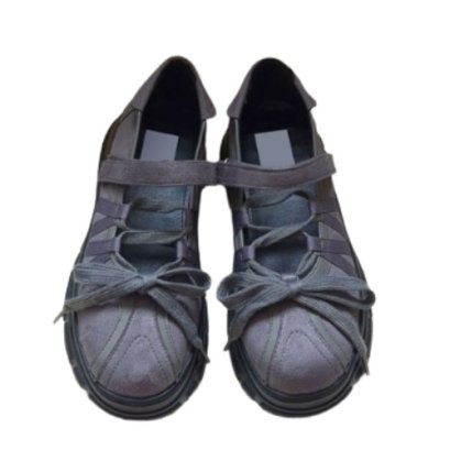 VIVASOO Suede Velcro Lace-Up Sneakers 3.5cm #GRAY 240