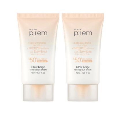 MakePrem Glow Beige Tone Up Sun Cream 40mL 1+1