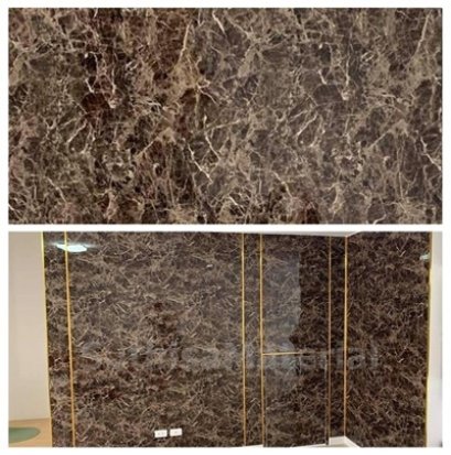 พีวีซีลายหินน้ำตาลเข้มลายหินอ่อน