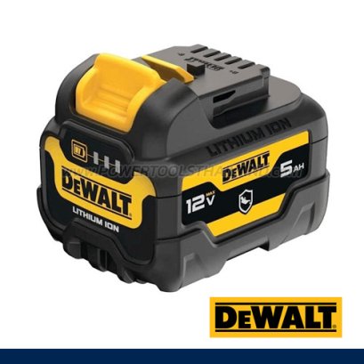 DCB126G-B1 แบตเตอรี่ 12V MAX 5.0 AH รุ่นกันน้ำมันเสริมยางกันลื่นที่ฐานแบต "DEWALT" ดีวอลท์
