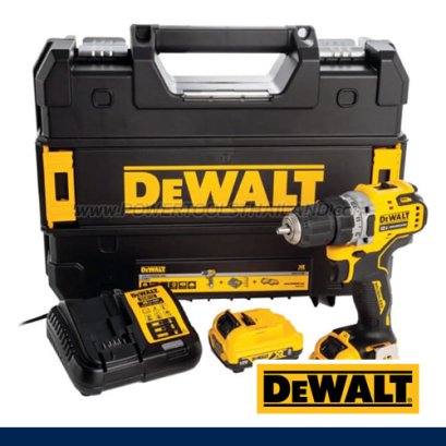 DCD701D2-B1 สว่านไขควงไร้สาย (ไร้แปรงถ่าน) 12V MAX ขนาด 10 มม. แรงบิดสูงสุด 57.5NM./1500RPM พร้อมแบตเตอรี่ 2.0 AH + แท่นชาร์จ ครบชุด (ลำตัวสั้น คลัชละเอียด) "DEWALT" ดีวอลท์