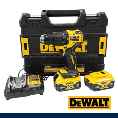 DCD709P2T-B1 สว่านกระแทกไร้สาย (ไร้แปรงถ่าน) 20V MAX ขนาด 13มม. แรงบิดสูงสุด 65NM./1650-28050RPM พร้อมแบตเตอรี่ 5.0AH+แท่นชาร์จ (ครบชุด) "DEWALT" ดีวอลท์