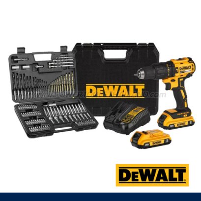 DCD7781D2A-B1 สว่านกระแทกไร้สาย (ไร้แปรงถ่าน) 20V MAX ขนาด 13 มม. แรงบิดสูงสุด 65NM./1750-29750RPM พร้อมแบตเตอรี่ 2.0AH+แท่นชาร์จ แถมชุดดอก109ชิ้น ครบชุด มีโหมดกระแทกเจาะอิฐ "DEWALT" ดีวอลท์