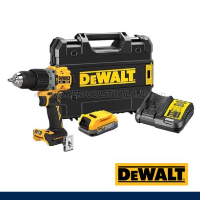 DCD806S1T-B1 สว่านกระแทกไร้สาย (ไร้แปรงถ่าน) 20V MAX ขนาด 13 มม.แรงบิดสูงสุด 90NM./2000-34000RPM พร้อมแบตเตอรี่ POWERSTACK+ แท่นชาร์จ (ครบชุด) "DEWALT" ดีวอลท์