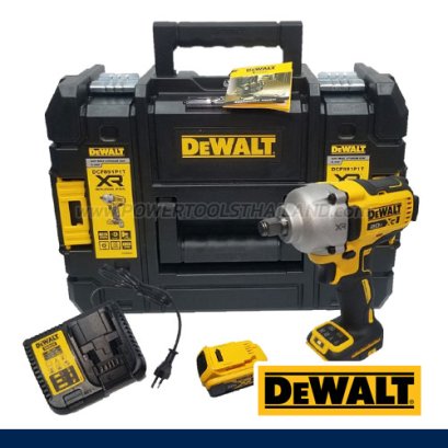 DCF891P1T-B1 บล็อกกระแทกไร้สาย 1/2" 20VMAX (ขนาดกลาง) ไร้แปรงถ่าน แรงบิดสูงสุด 812NM. ความเร็วรอบ 2000RPM พร้อมแบตเตอรี่ 3.0AH + แท่นชาร์จ "DEWALT" ดีวอลท์