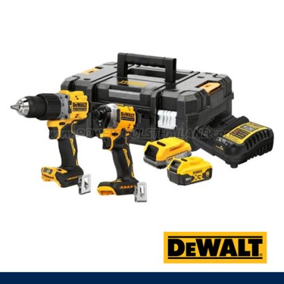 DCK2050P1E1T-B1 ชุดคอมโบสว่านกระแทกไร้สาย + ไขควงกระแทกไร้สาย 20V MAX. พร้อมแบตเตอรี่ POWERSTACK 1.7AH + แบตเตอรี่ 5.0AH+แท่นชาร์จเร็ว + กล่อง TSTAK "DEWALT" ดีวอลท์