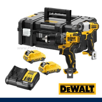 DCK2111L2T-B1 ชุดคอมโบ ชุดสว่านกระแทกไร้สาย 10 มม. + ไขควงกระแทกไร้สาย HEX 6.35 มม. (ไร้แปรงถ่าน) 12V MAX. พร้อมแบตเตอรี่ 3.0AH + แท่นชาร์จ "DEWALT" ดีวอลท์