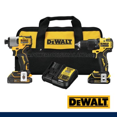 DCK2214E2-B1 ชุดคอมโบสว่านกระแทกไร้สาย + ไขควงกระแทกไร้สาย 20V MAX. พร้อมแบตเตอรี่ POWERSTACK 1.7AH (2 ก้อน) + แท่นชาร์จเร็ว + กระเป๋าผ้า "DEWALT" ดีวอลท์
