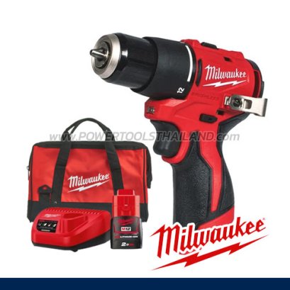 M12BLPDRC-201B (018992010) ชุดสว่านกระแทกไร้สาย 12V พร้อมแบต+แท่นชาร์จ+กระเป๋าเครื่องมือช่าง M12 REDSTART MILWAUKEE (มิลวอคกี้)