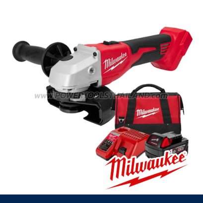 M18BLSAG100X-401B (018716017) ชุดเครื่องเจียรไร้สาย 4 นิ้ว 18V มอเตอร์ไร้แปรงถ่าน พร้อมแบต+แท่นชาร์จ+กระเป๋าเครื่องมือช่าง M18 REDSTART MILWAUKEE (มิลวอคกี้)