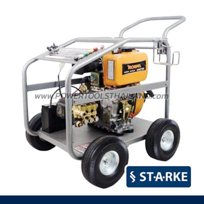 SK-3600F/D (ดีเซล) เครื่องฉีดน้ำแรงดันอุตสาหกรรม 250 บาร์ เครื่องยนต์เบนซิน 13 HP เครื่องยนต์ดีเซล ความเร็วรอบ 3400 รอบ/นาที สายอัดฉีดแรงดันยาว 15 เมตร แบบรถเข็น 4 ล้อ STARKE