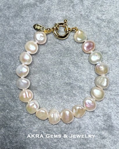 Custom Made Pinkish-Gold Freshwater Pearl Bracelet