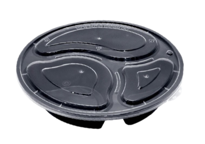 กล่องอาหารกลม Easy Life 3 ช่อง สีดำ ขนาด 1000 มล. (3Y1000-B) / 25ชิ้น*6แพ็ค