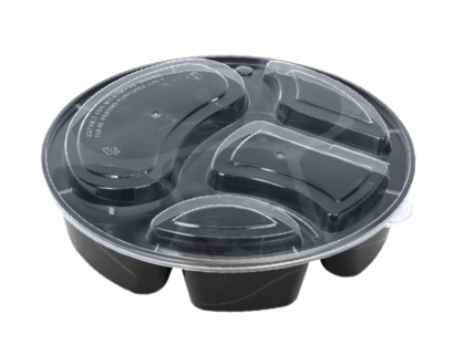 กล่องอาหารกลม Easy Life 4 ช่อง สีดำ ขนาด 1000 มล. (4Y1000-B) / 25ชิ้น*6แพ็ค