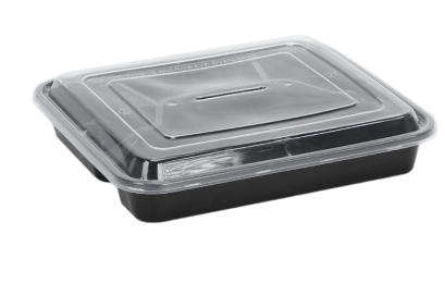 กล่องอาหาร Easy Life 4 ช่อง สีดำ ขนาด 1000 มล. (4F1000-B) / 25ชิ้น*6แพ็ค