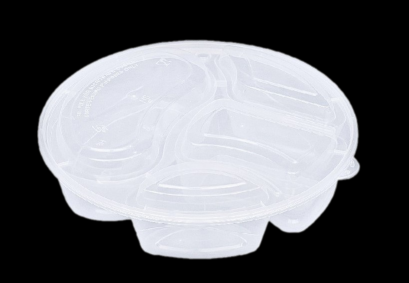 กล่องอาหารกลม Easy Life 4 ช่อง สีใส ขนาด 1000 มล. (4Y1000) / 25ชิ้น*6แพ็ค