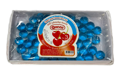 Queen เชอรี่เม็ดใหญ่(สีฟ้า)(60เม็ด*12แพ็ค/ลัง)