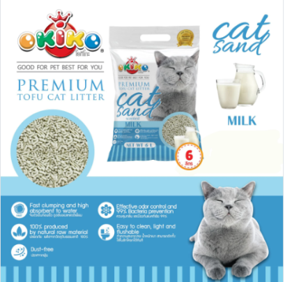 Okiko Tofu ทรายแมวเต้าหู้ธรรมชาติ 6 ลิตร [นม]