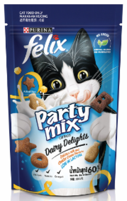 Felix Party mix_ขนมสำหรับแมว60g. [นม&amp;ชีท]
