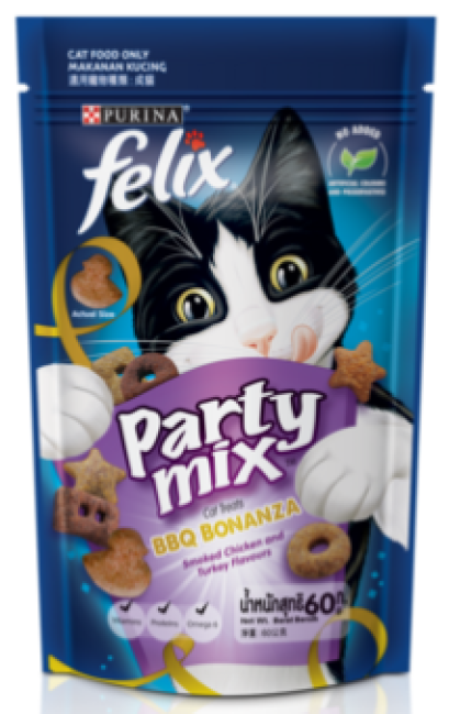 Felix Party mix_ขนมสำหรับแมว60g. [BBQ]