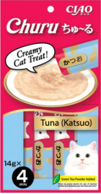 CIAO Chu-ru ขนมแมวเลีย_รสทูน่าคัตสึโอะ [14 กรัม x 4 ซอง]