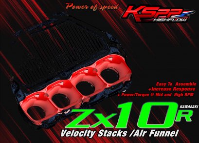 Zx10R ปากแตร /  Velocity stack -ปากแตรZx10R  -Intake air pipeZx10R -Velocity stackZx10R  - AirFunnel Zx10R   [Kawasaki]