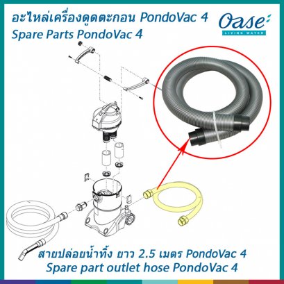 อะไหล่สายปล่อยน้ำทิ้ง ยาว 2.5 เมตร สำหรับเครื่องดูดตะกอน OASE รุ่น PondoVac 4
