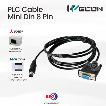 สาย Mini DIN 8 Pin สำหรับ PLC Mitsubishi FX และ WECON